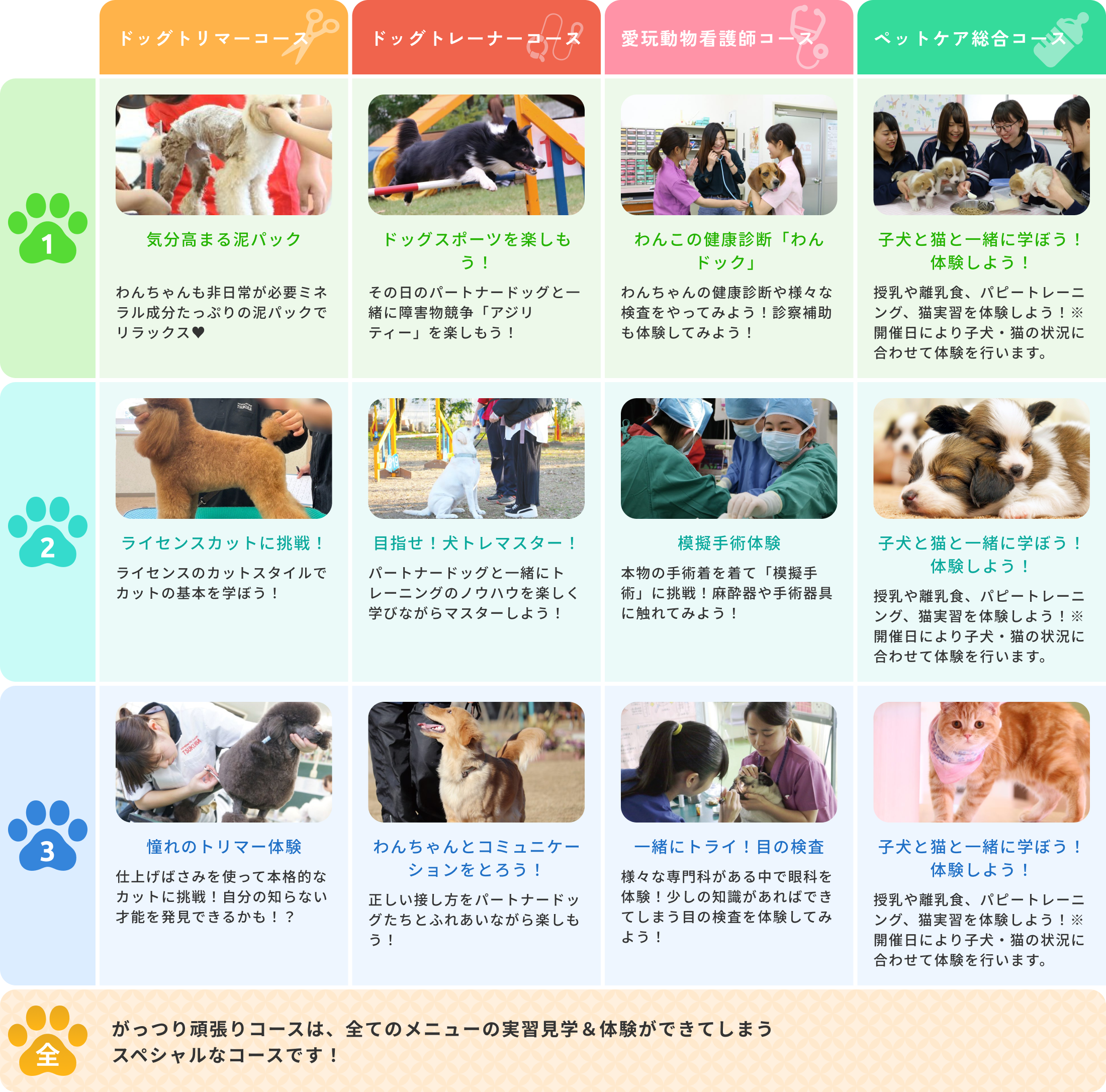 体験入学メニュー