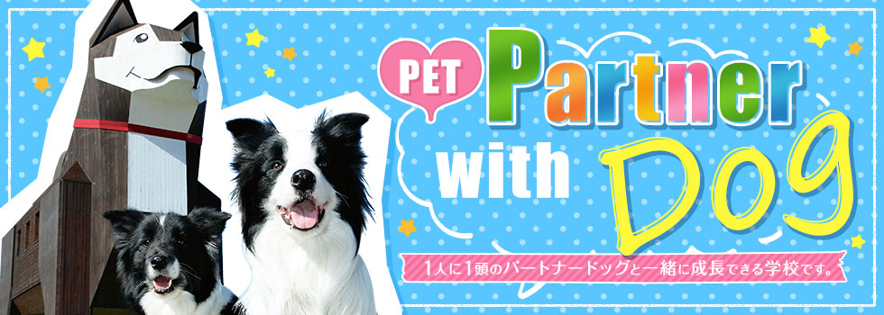 Pet Partner with Dog 1人に1頭のパートナードッグと一緒に成長できる学校です。